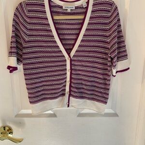 Veronica Beard Purple and White Cardigan